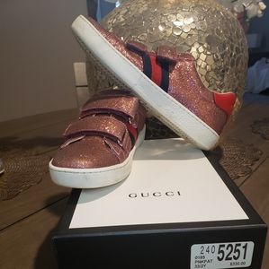 Gucci girls pink glitter sneakers